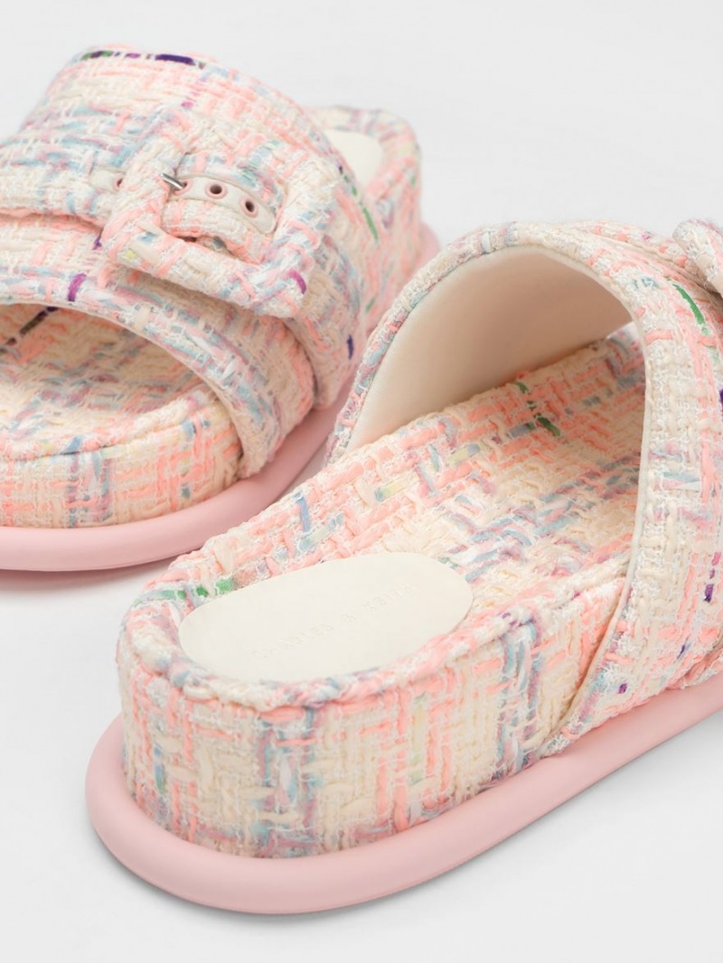 Σανδάλια Slide Charles And Keith Sinead Tweed Buckled Πολύχρωμο | 86594-CTQW