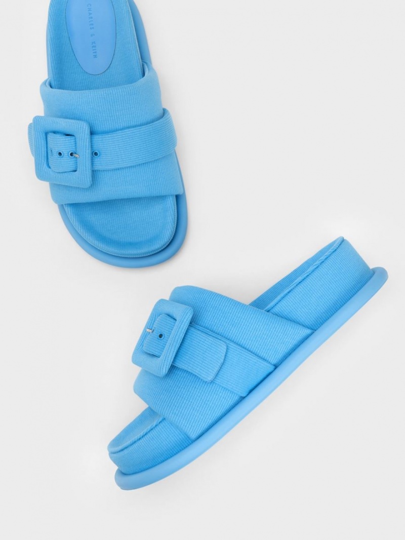 Σανδάλια Slide Charles And Keith Sinead Woven Buckled μπλε | 16854-WOHN
