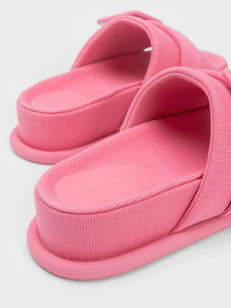 Σανδάλια Slide Charles And Keith Sinead Woven Buckled ροζ | 26137-VIFZ