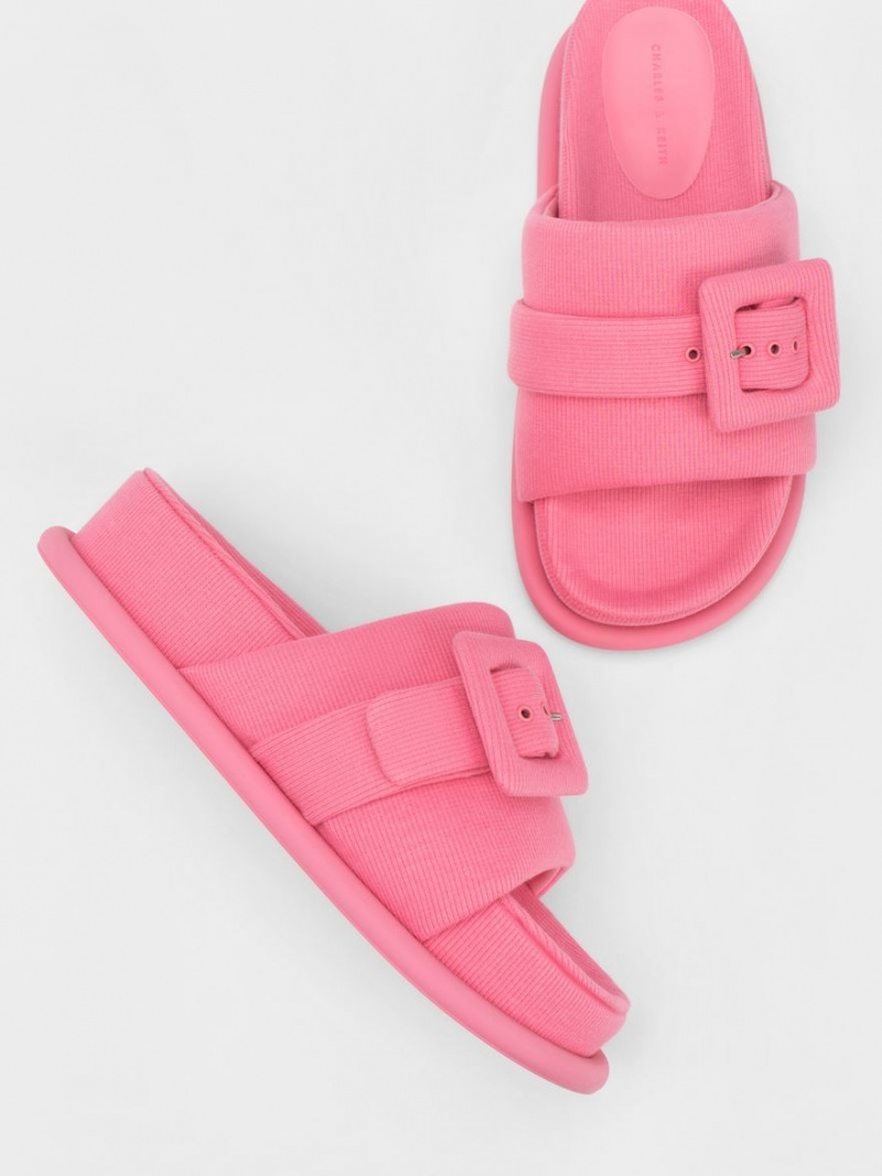 Σανδάλια Slide Charles And Keith Sinead Woven Buckled ροζ | 26137-VIFZ