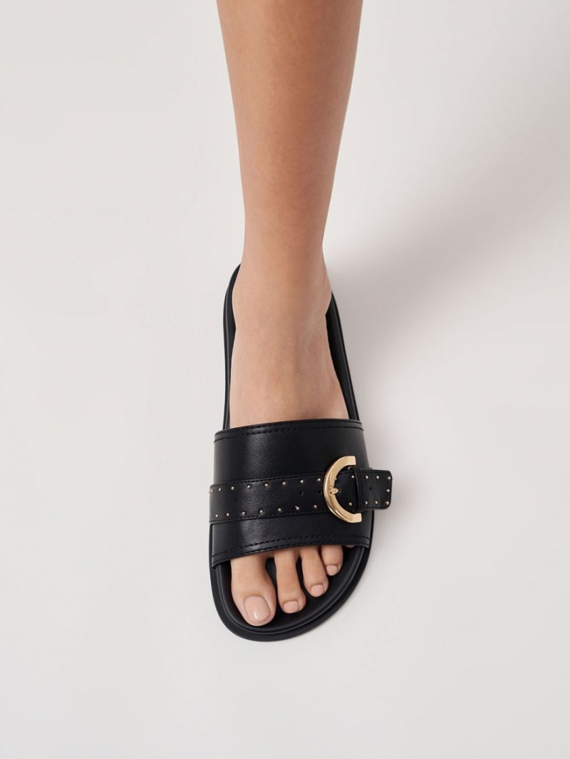 Σανδάλια Slide Charles And Keith Studded πόρπης μαυρα | 23069-JSOV