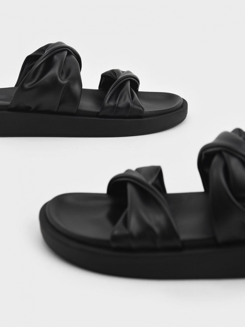 Σανδάλια Slide Charles And Keith Twist λουρακια Με Επένδυση μαυρα | 15463-KPXA