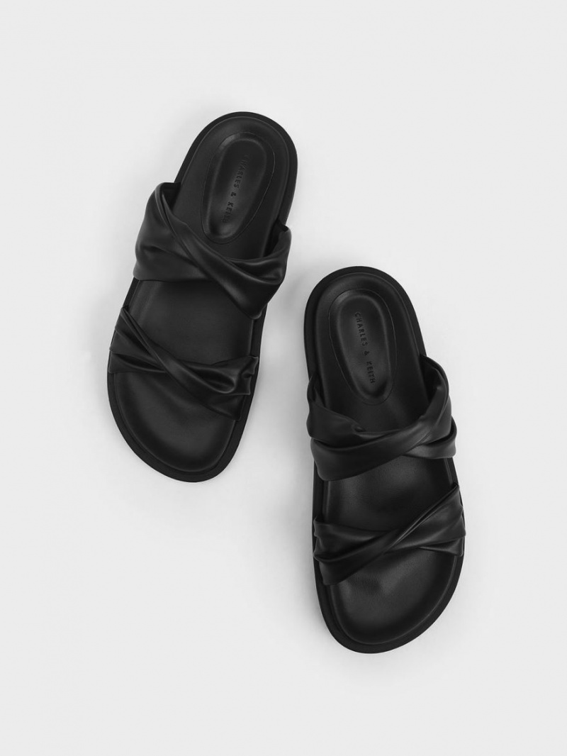 Σανδάλια Slide Charles And Keith Twist λουρακια Με Επένδυση μαυρα | 15463-KPXA