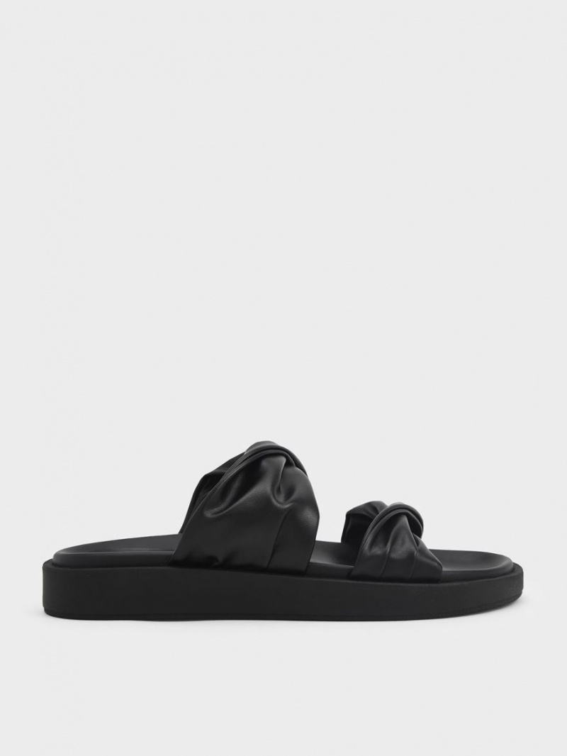 Σανδάλια Slide Charles And Keith Twist λουρακια Με Επένδυση μαυρα | 15463-KPXA