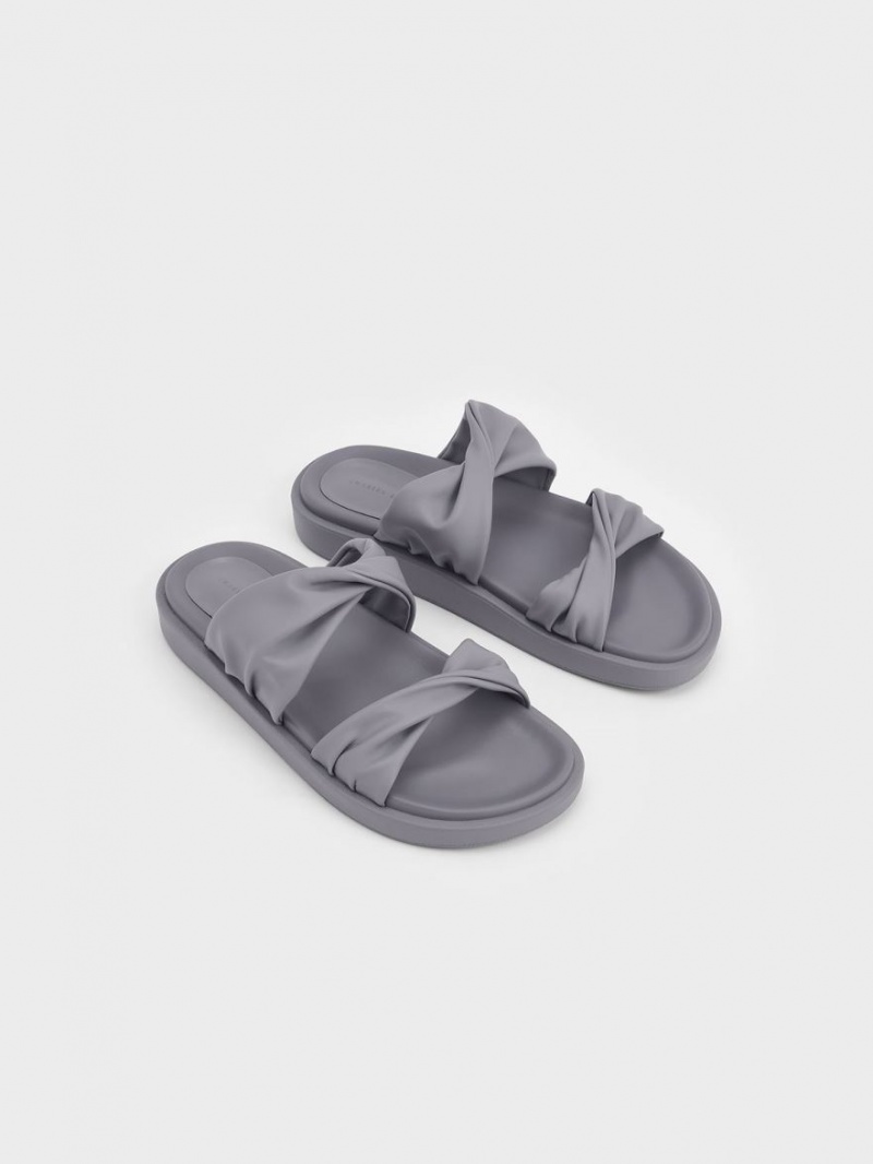 Σανδάλια Slide Charles And Keith Twist λουρακια Με Επένδυση γκρι | 28463-YMHS