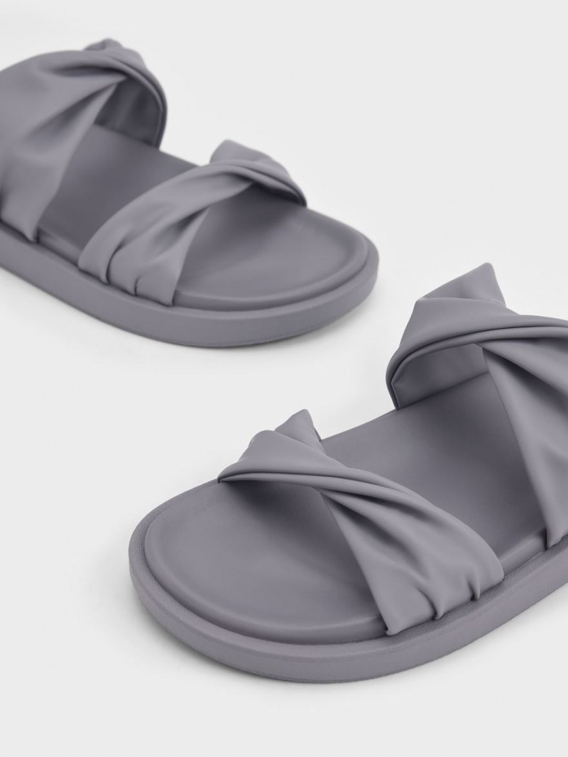 Σανδάλια Slide Charles And Keith Twist λουρακια Με Επένδυση γκρι | 28463-YMHS