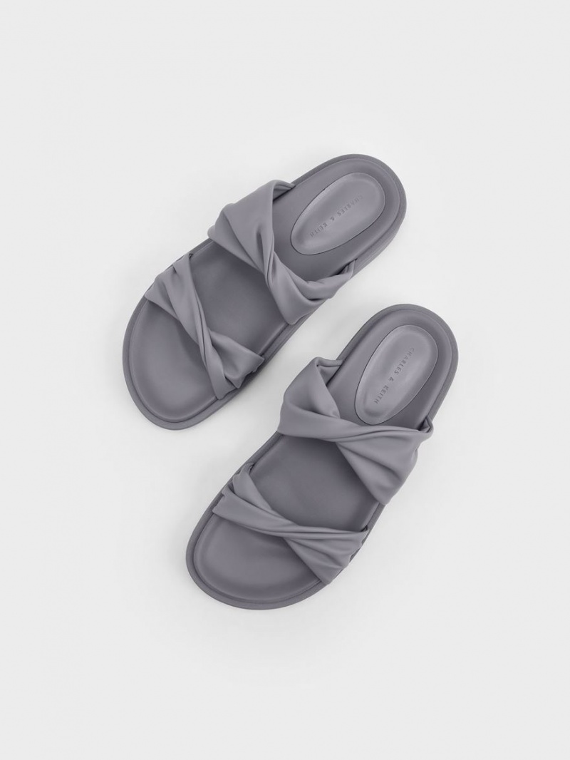 Σανδάλια Slide Charles And Keith Twist λουρακια Με Επένδυση γκρι | 28463-YMHS