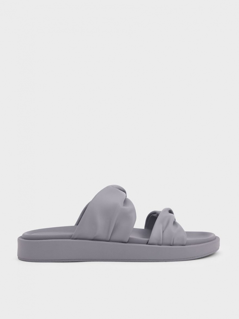Σανδάλια Slide Charles And Keith Twist λουρακια Με Επένδυση γκρι | 28463-YMHS
