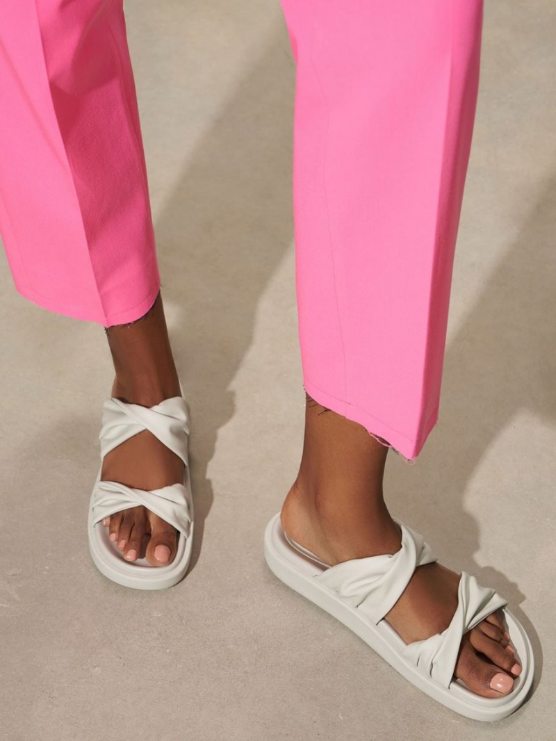 Σανδάλια Slide Charles And Keith Twist λουρακια Με Επένδυση ασπρα | 62489-ZQHX