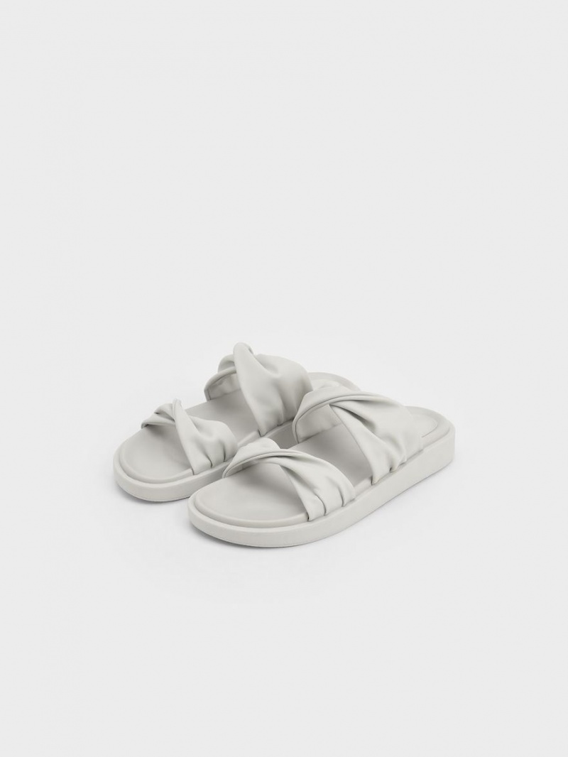 Σανδάλια Slide Charles And Keith Twist λουρακια Με Επένδυση ασπρα | 62489-ZQHX