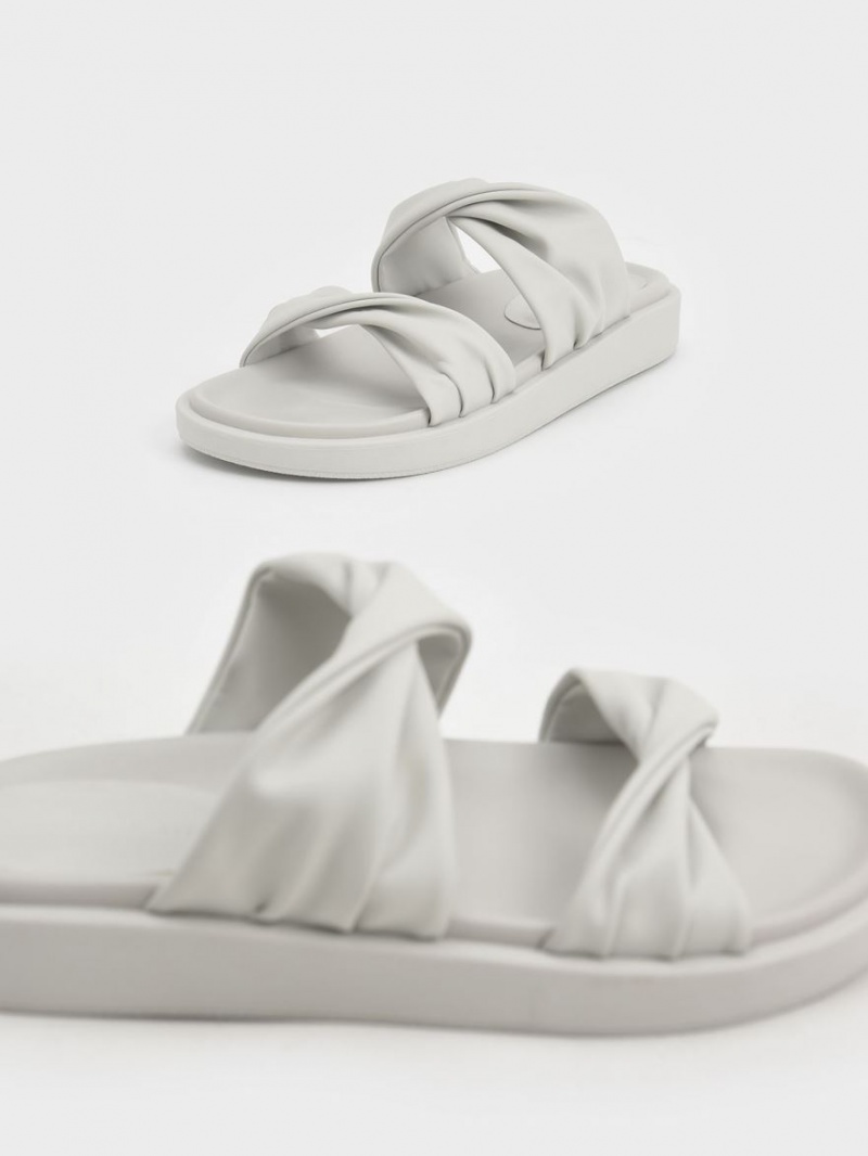 Σανδάλια Slide Charles And Keith Twist λουρακια Με Επένδυση ασπρα | 62489-ZQHX