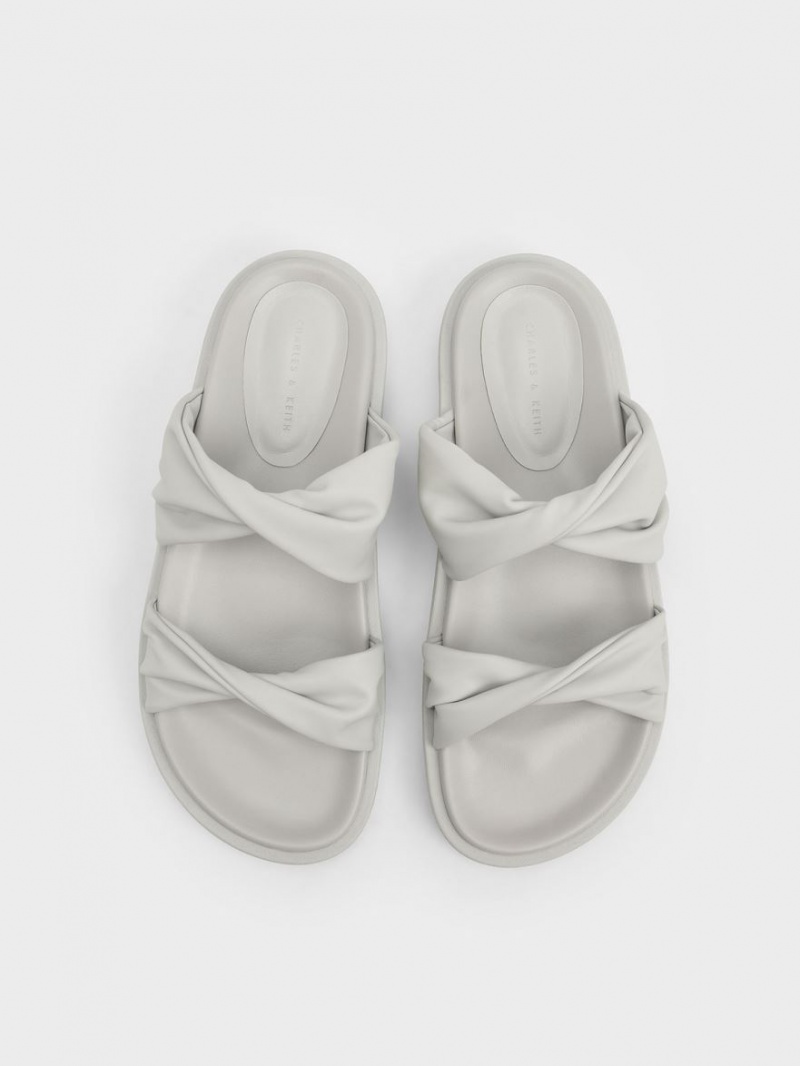 Σανδάλια Slide Charles And Keith Twist λουρακια Με Επένδυση ασπρα | 62489-ZQHX