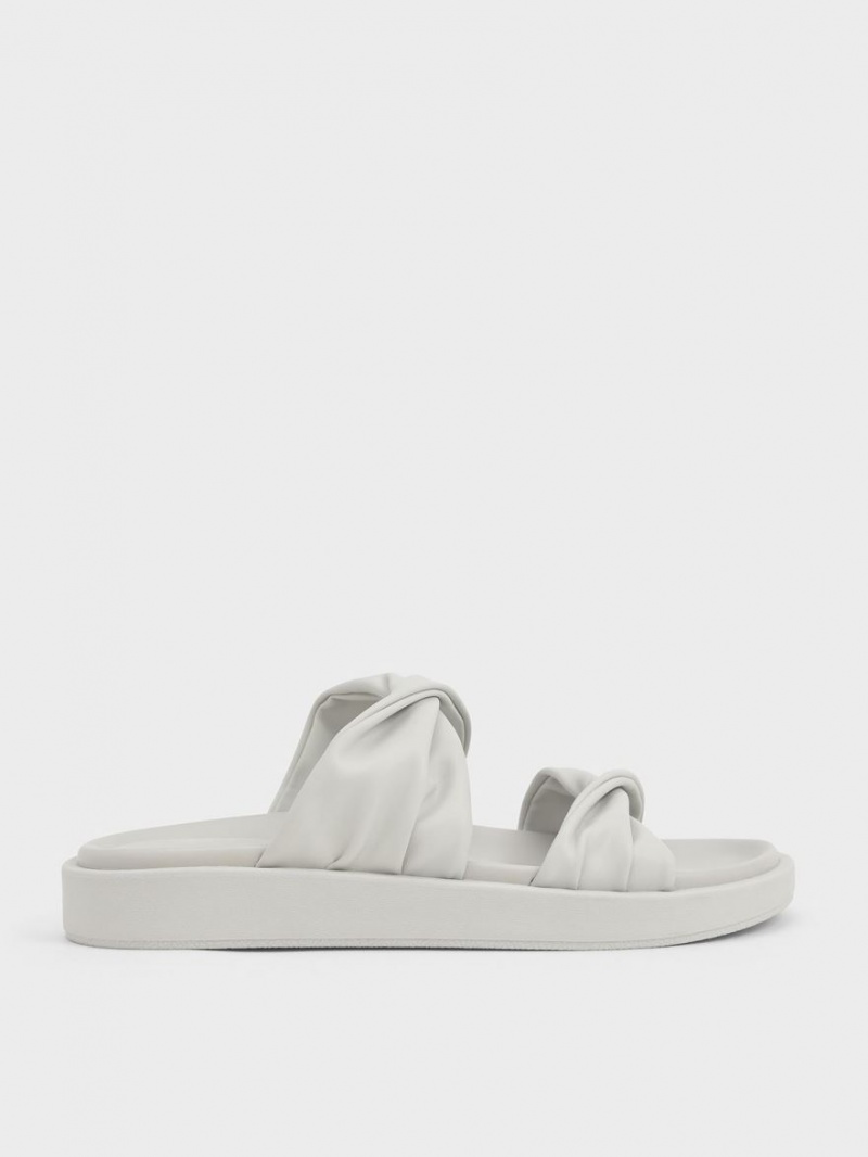 Σανδάλια Slide Charles And Keith Twist λουρακια Με Επένδυση ασπρα | 62489-ZQHX