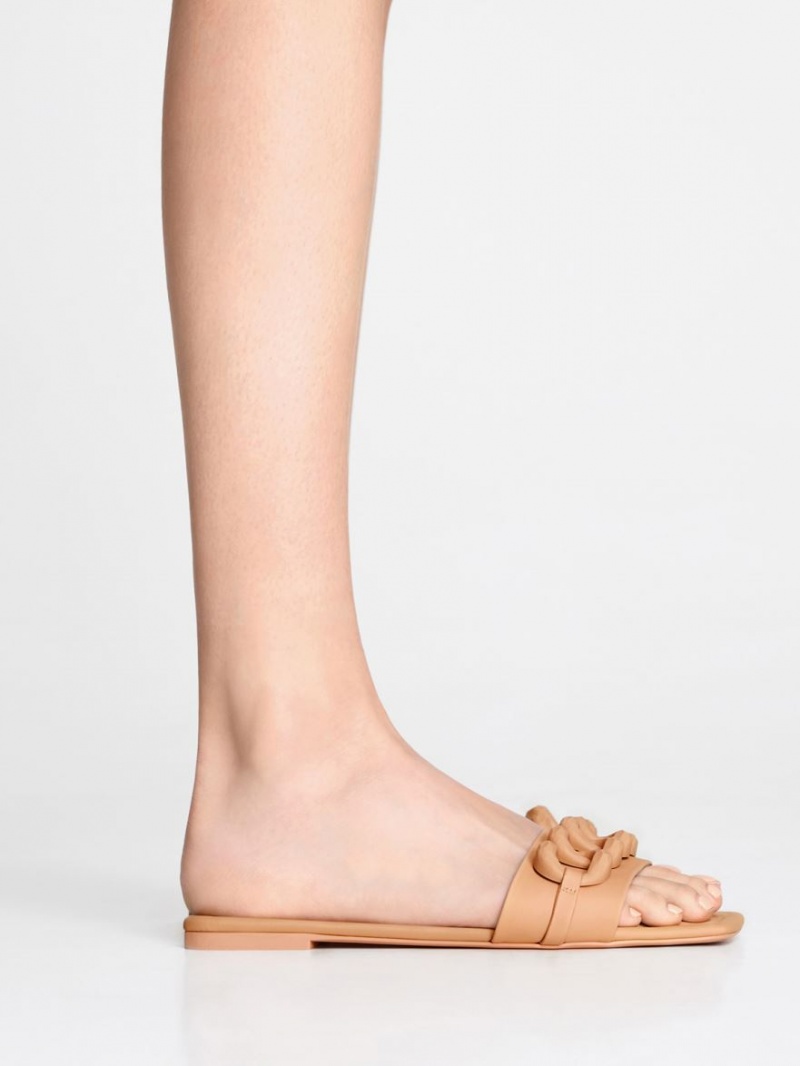 Σανδάλια Slide Charles And Keith Χοντρός Chain-Link καφε | 60948-TCDL