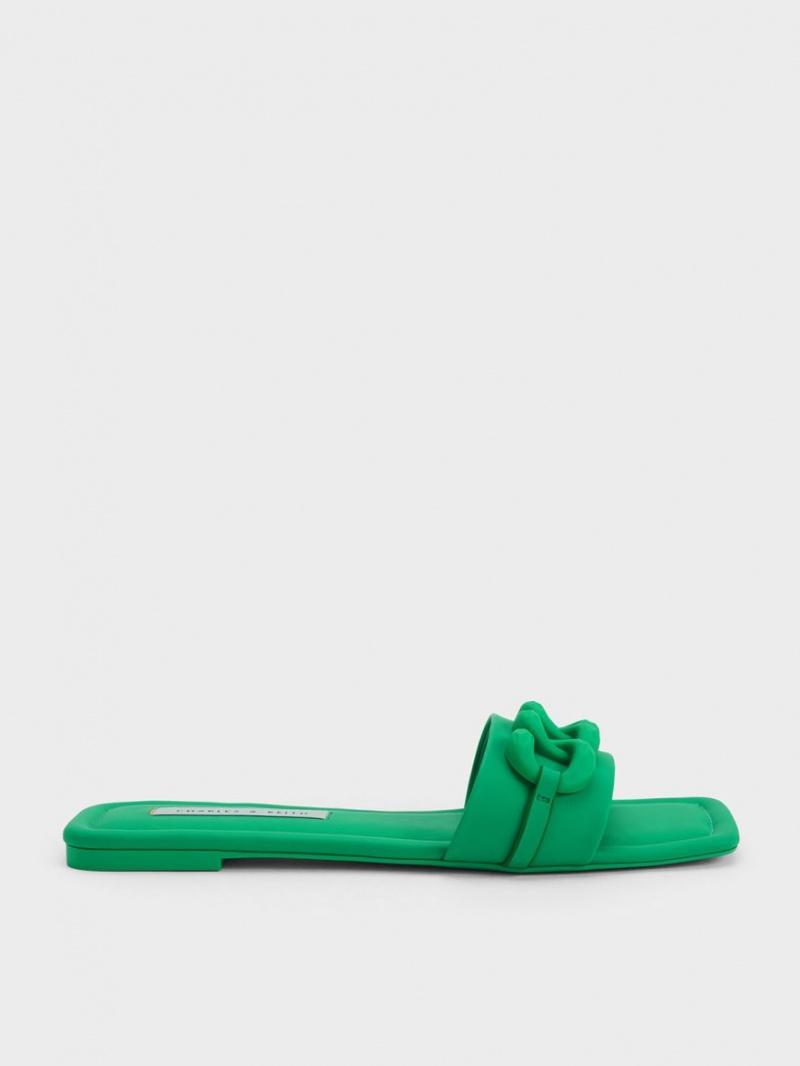 Σανδάλια Slide Charles And Keith Χοντρός Chain-Link πρασινο | 67204-RAGL