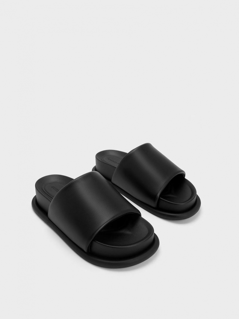 Σανδάλια Slide Charles And Keith Με Επένδυση λουρακια μαυρα | 23745-RJMA