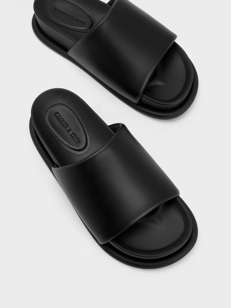 Σανδάλια Slide Charles And Keith Με Επένδυση λουρακια μαυρα | 23745-RJMA