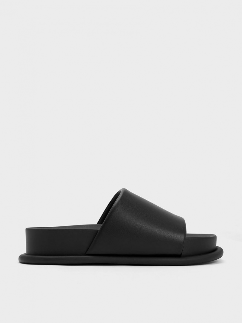 Σανδάλια Slide Charles And Keith Με Επένδυση λουρακια μαυρα | 23745-RJMA