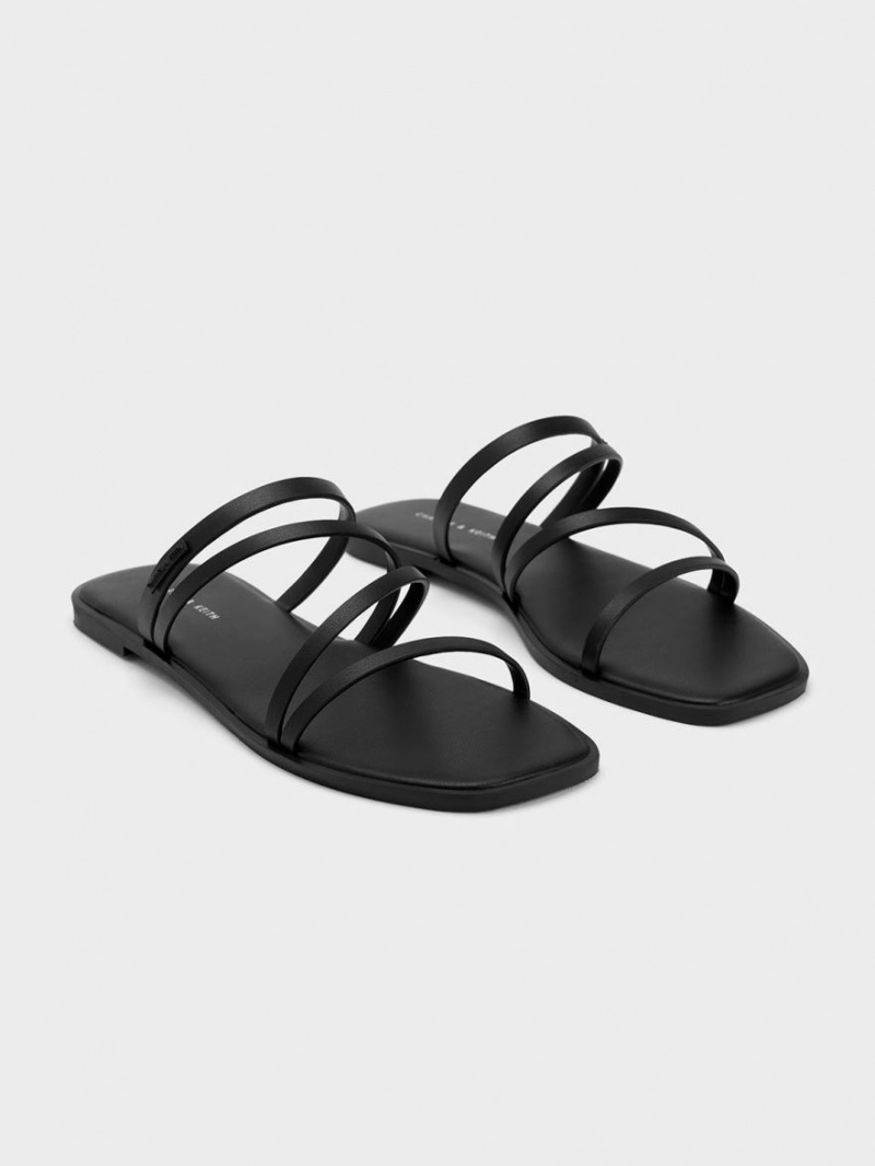 Σανδάλια Slide Charles And Keith lliana strappy μαυρα | 05814-ZGES