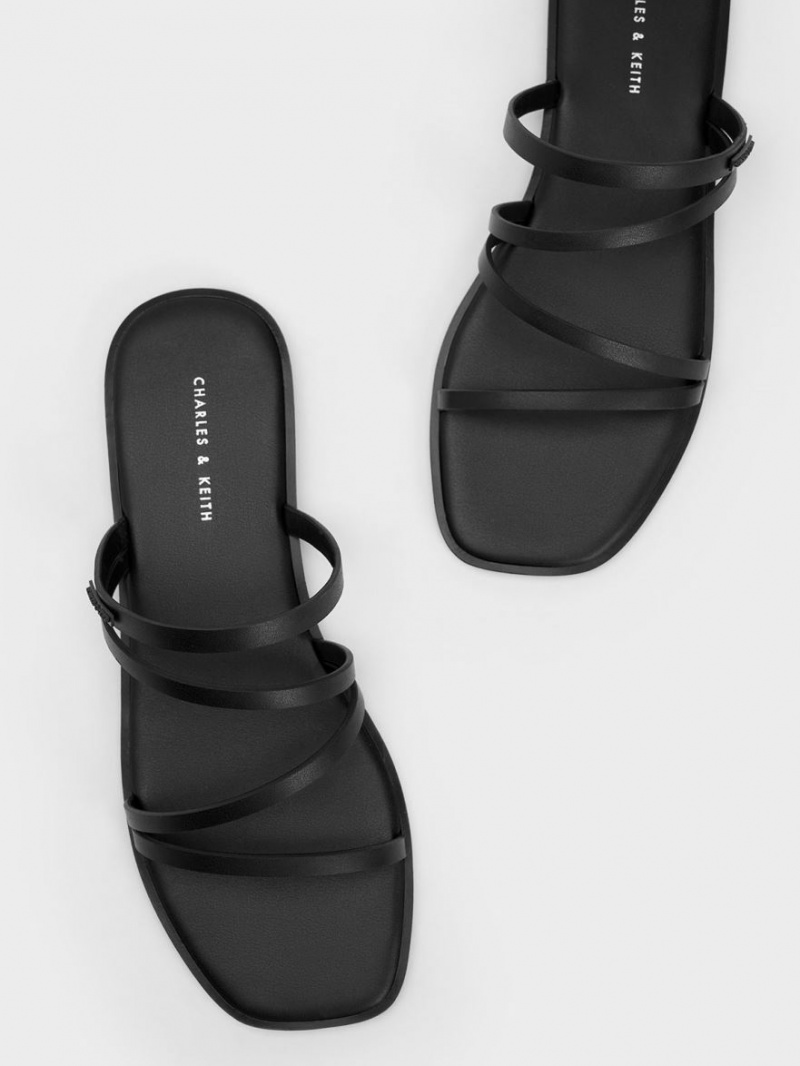 Σανδάλια Slide Charles And Keith lliana strappy μαυρα | 05814-ZGES