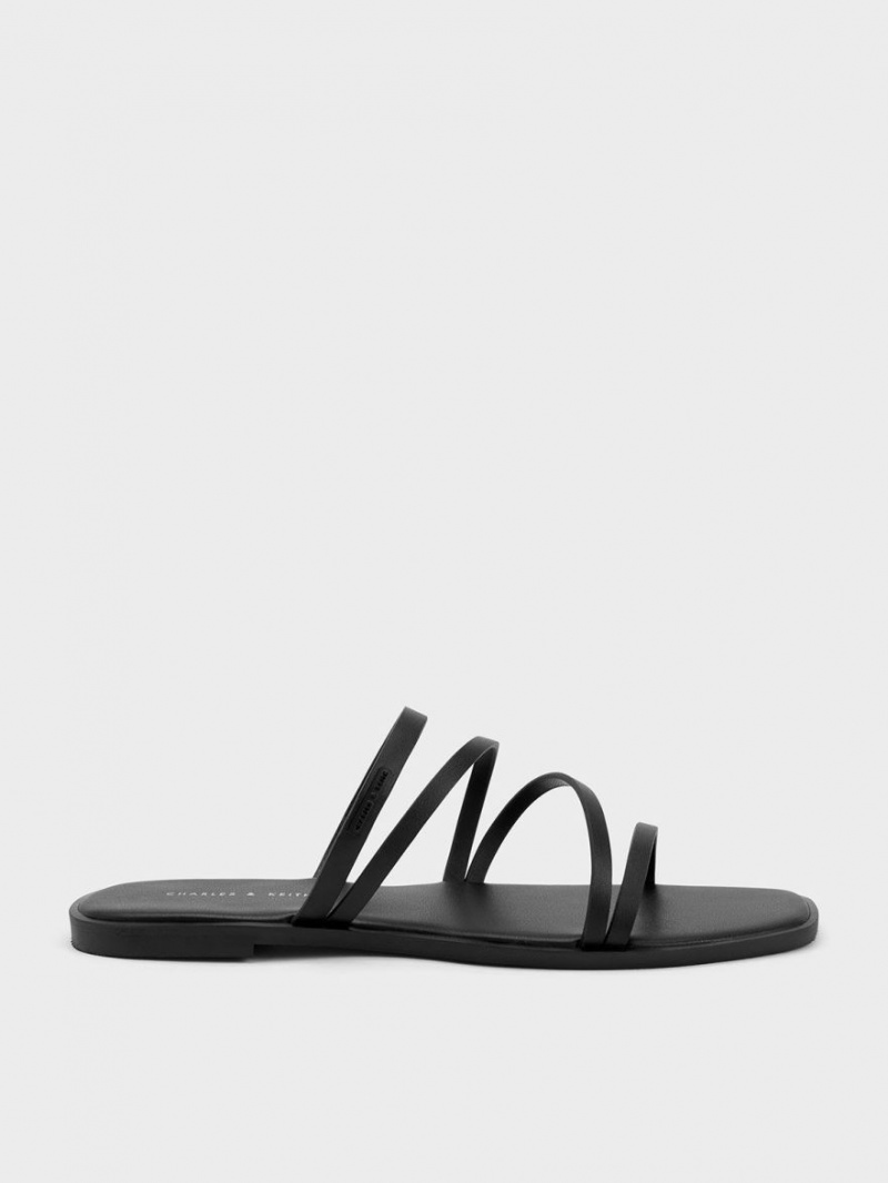 Σανδάλια Slide Charles And Keith lliana strappy μαυρα | 05814-ZGES