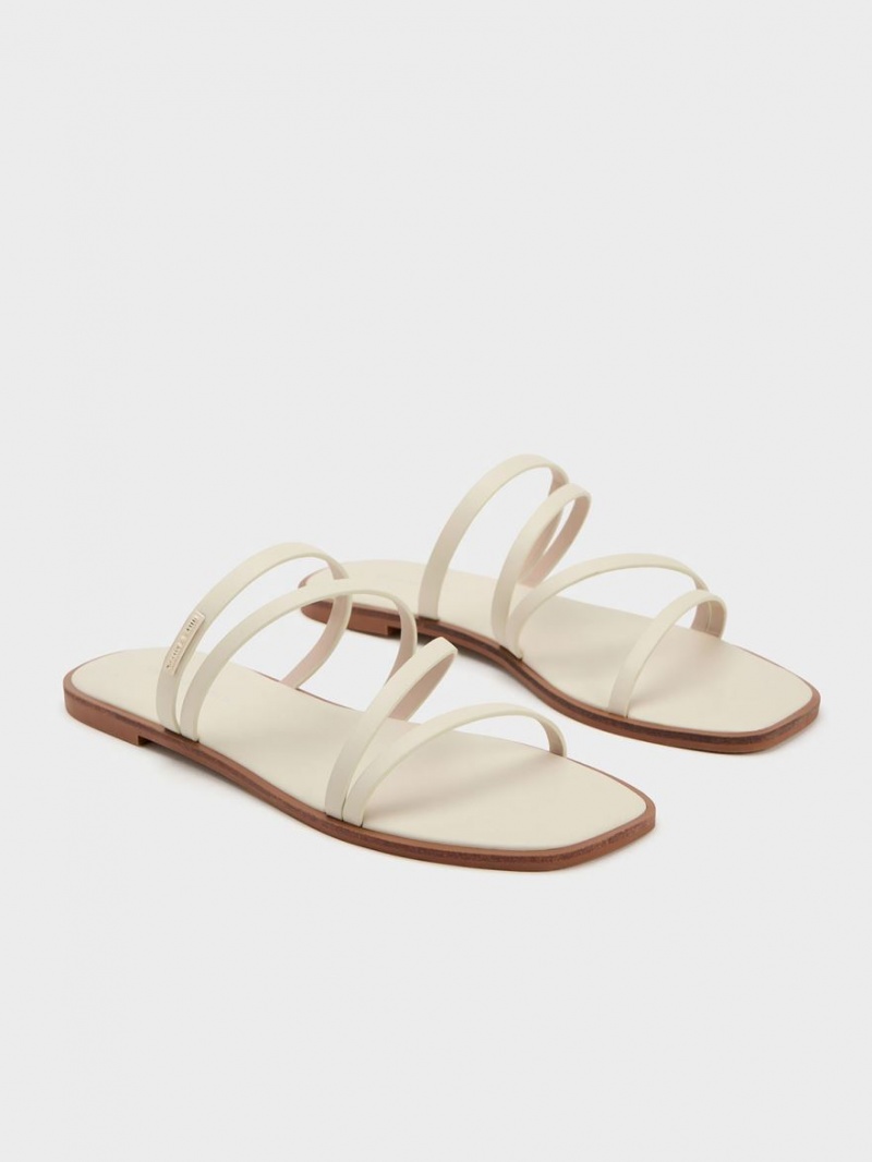 Σανδάλια Slide Charles And Keith lliana strappy ασπρα | 64728-FPGZ
