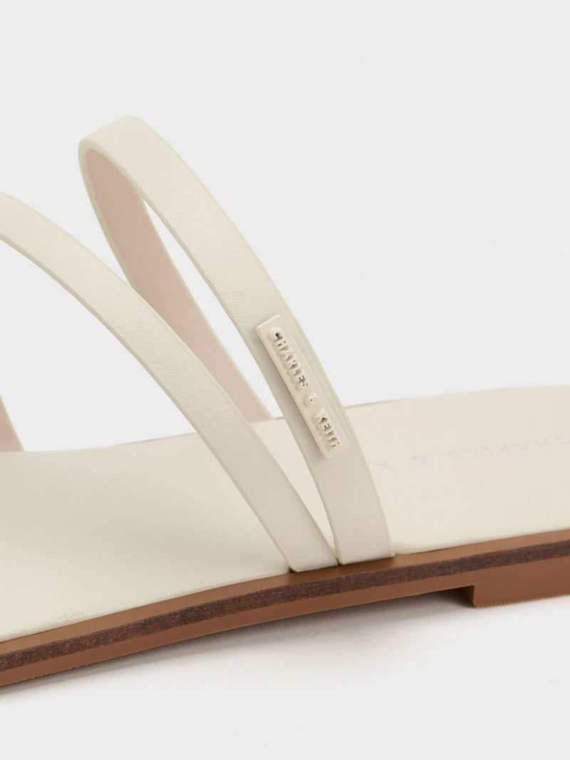 Σανδάλια Slide Charles And Keith lliana strappy ασπρα | 64728-FPGZ