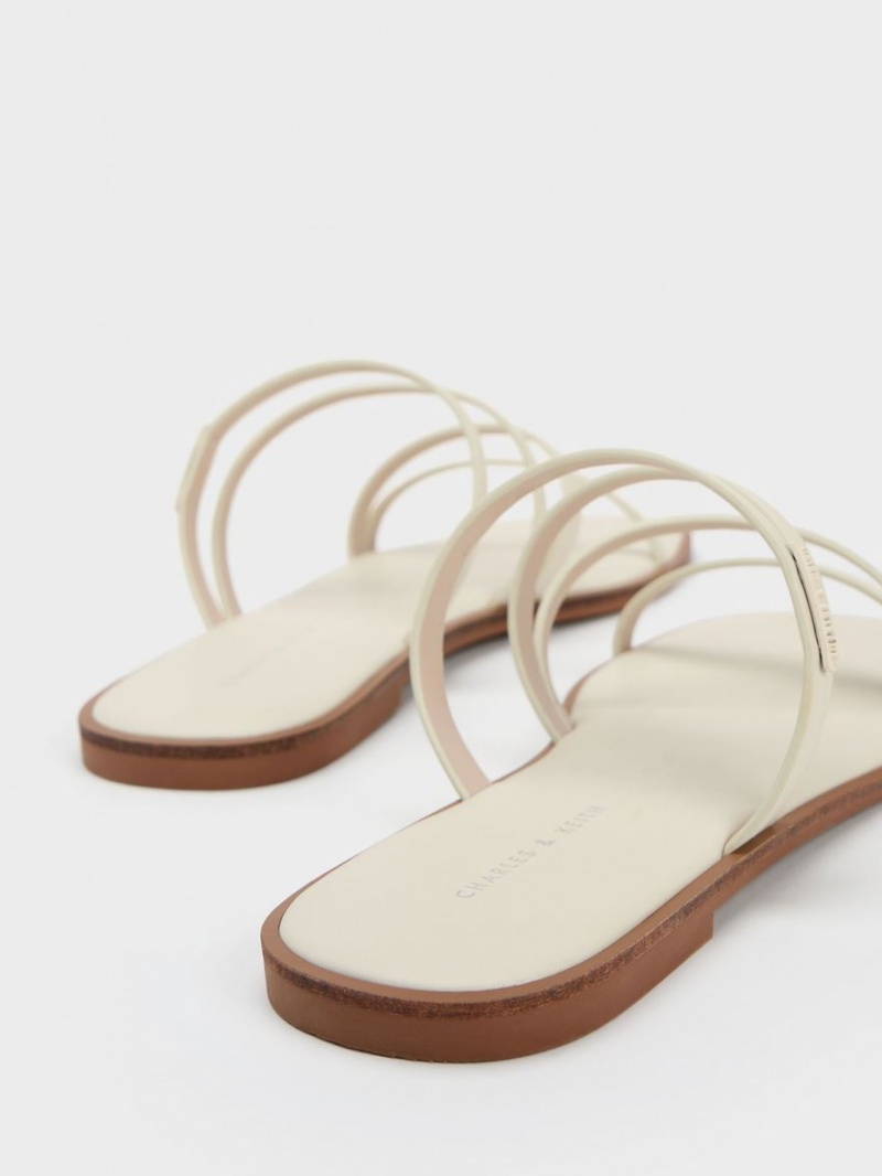 Σανδάλια Slide Charles And Keith lliana strappy ασπρα | 64728-FPGZ