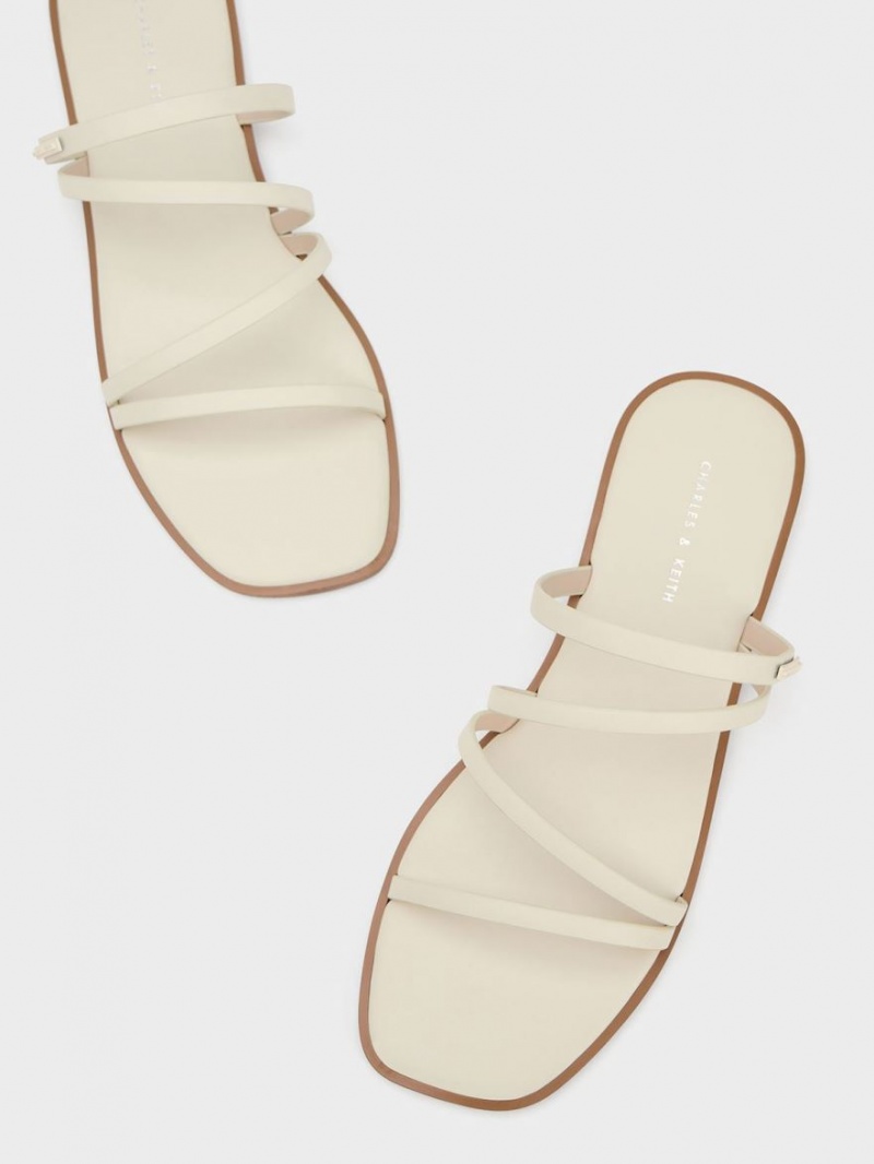 Σανδάλια Slide Charles And Keith lliana strappy ασπρα | 64728-FPGZ