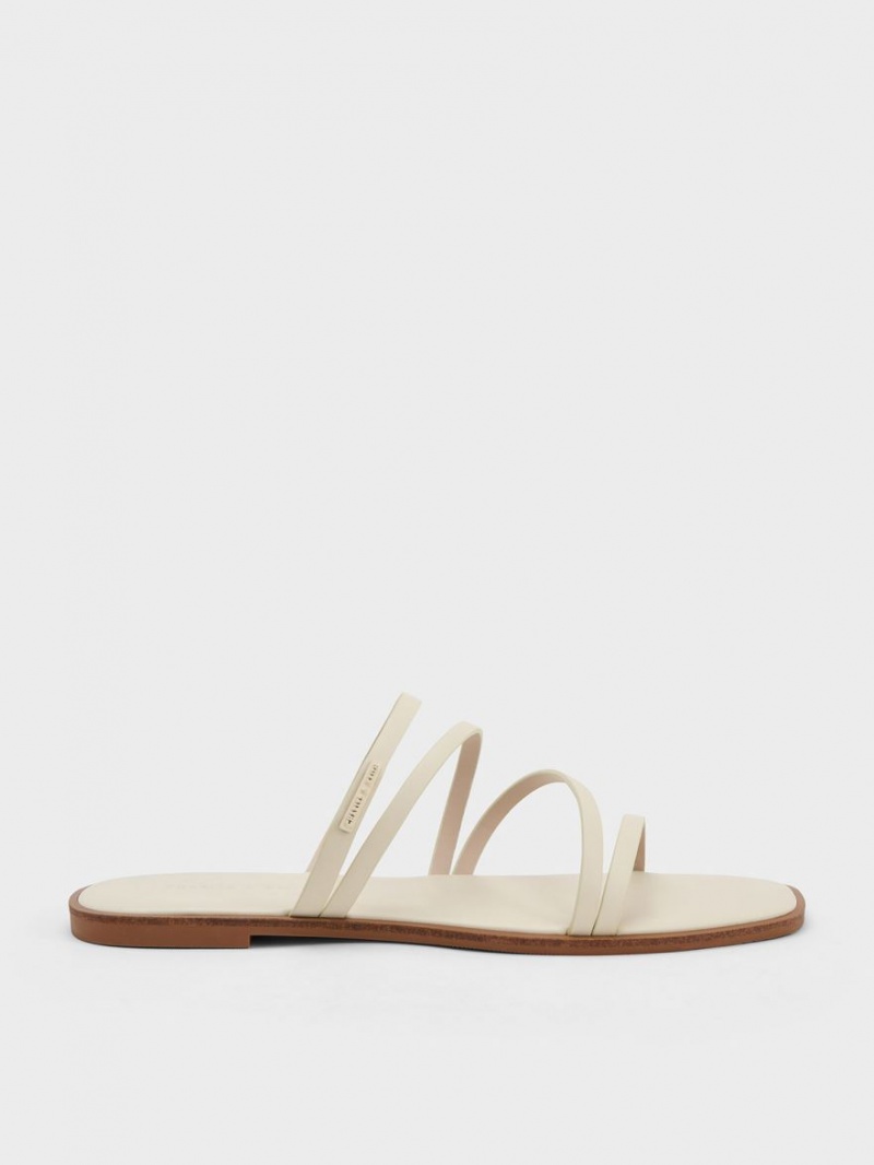 Σανδάλια Slide Charles And Keith lliana strappy ασπρα | 64728-FPGZ