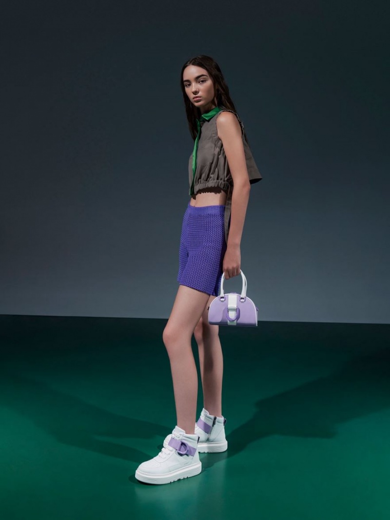 Ψηλα Sneakers Charles And Keith Gabine δερματινα ασπρα | 23891-FAHG