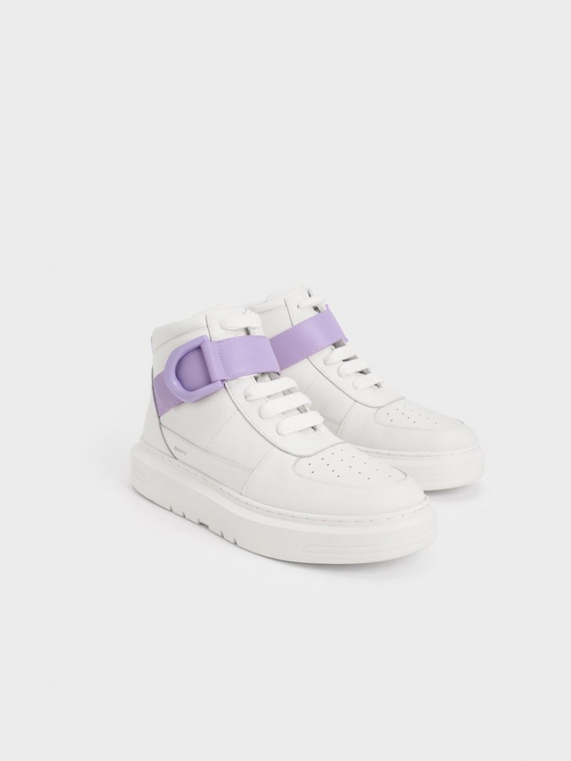 Ψηλα Sneakers Charles And Keith Gabine δερματινα ασπρα | 23891-FAHG