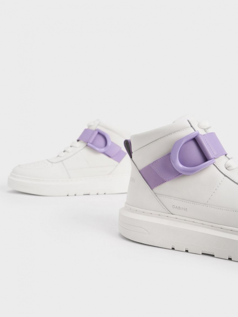 Ψηλα Sneakers Charles And Keith Gabine δερματινα ασπρα | 23891-FAHG