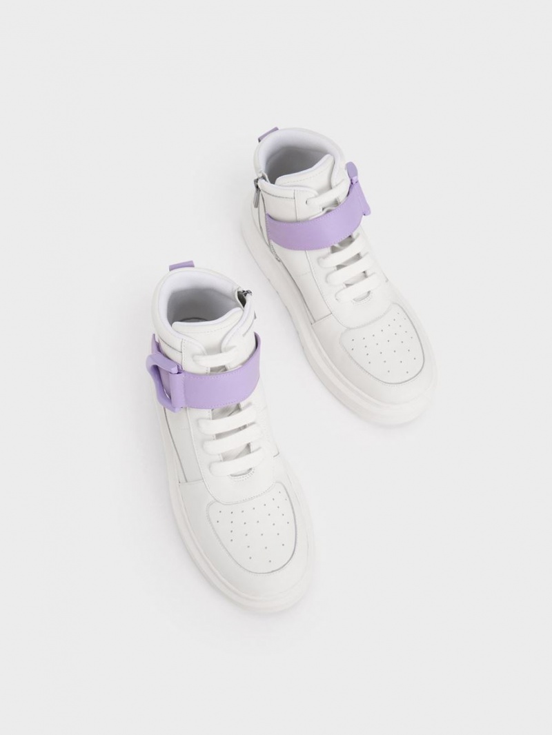 Ψηλα Sneakers Charles And Keith Gabine δερματινα ασπρα | 23891-FAHG