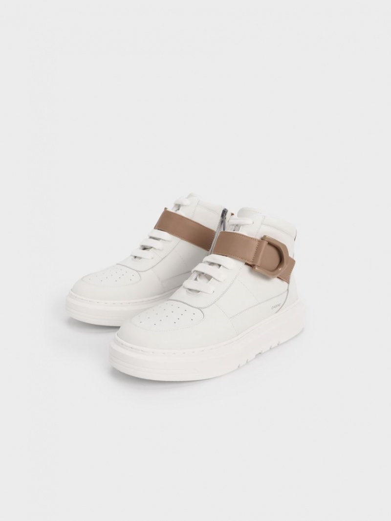 Ψηλα Sneakers Charles And Keith Gabine δερματινα ασπρα | 30865-WGVH