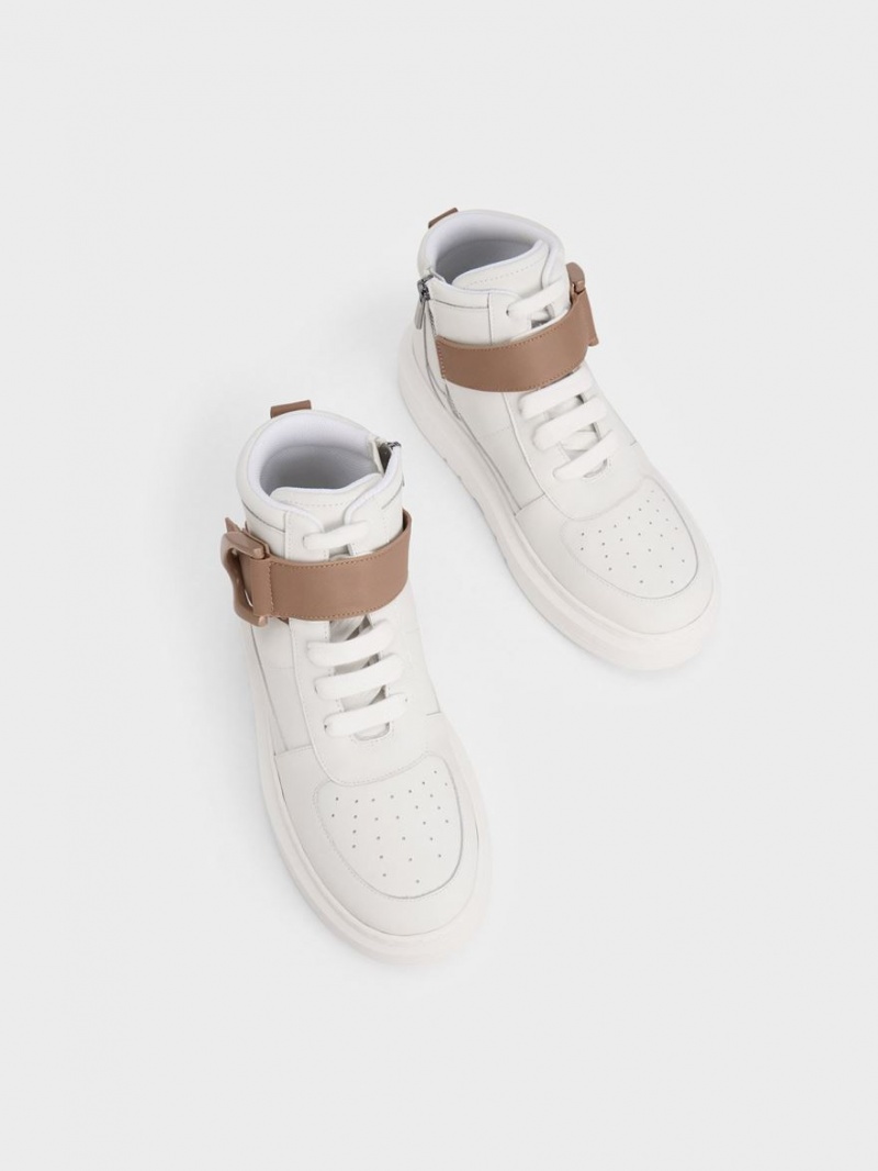 Ψηλα Sneakers Charles And Keith Gabine δερματινα ασπρα | 30865-WGVH