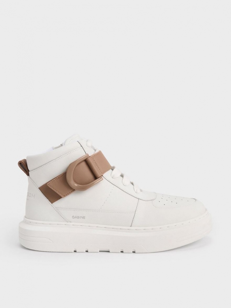 Ψηλα Sneakers Charles And Keith Gabine δερματινα ασπρα | 30865-WGVH