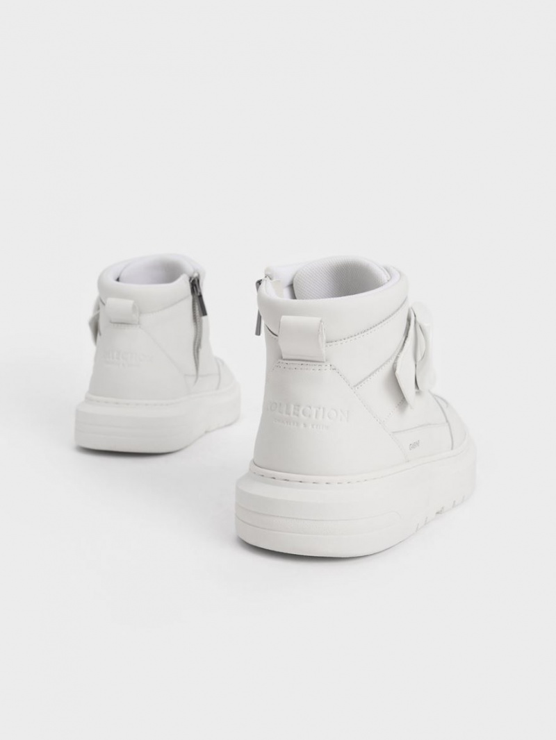Ψηλα Sneakers Charles And Keith Gabine δερματινα ασπρα | 36752-IBNV