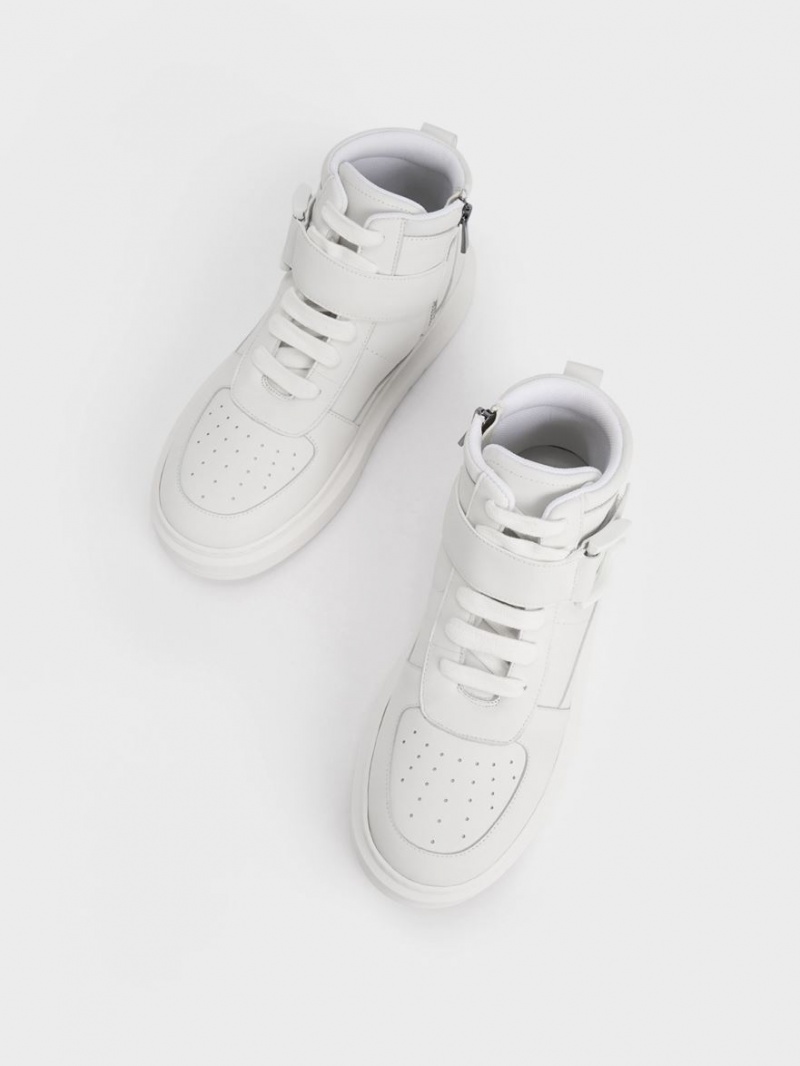 Ψηλα Sneakers Charles And Keith Gabine δερματινα ασπρα | 36752-IBNV