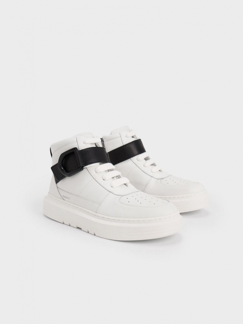 Ψηλα Sneakers Charles And Keith Gabine δερματινα ασπρα | 37820-GFHL