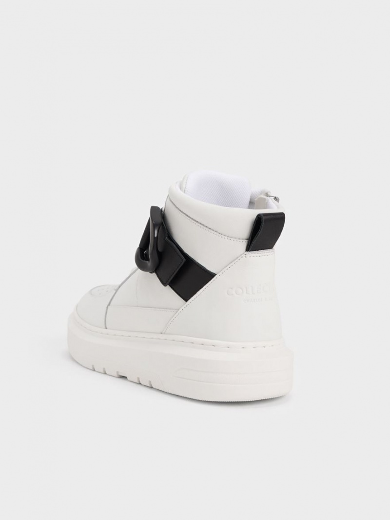 Ψηλα Sneakers Charles And Keith Gabine δερματινα ασπρα | 37820-GFHL