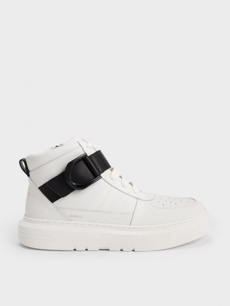 Ψηλα Sneakers Charles And Keith Gabine δερματινα ασπρα | 37820-GFHL