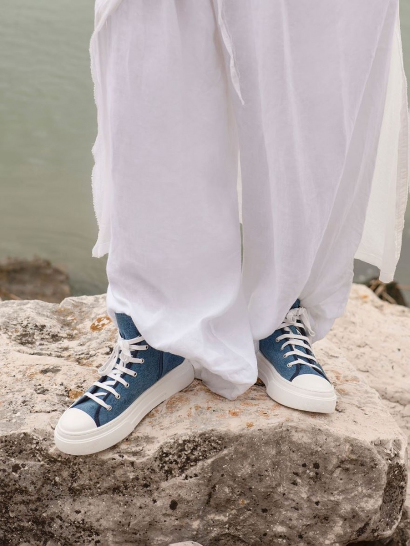 Ψηλα Sneakers Charles And Keith Kay καμβα μπλε | 12635-GPJB