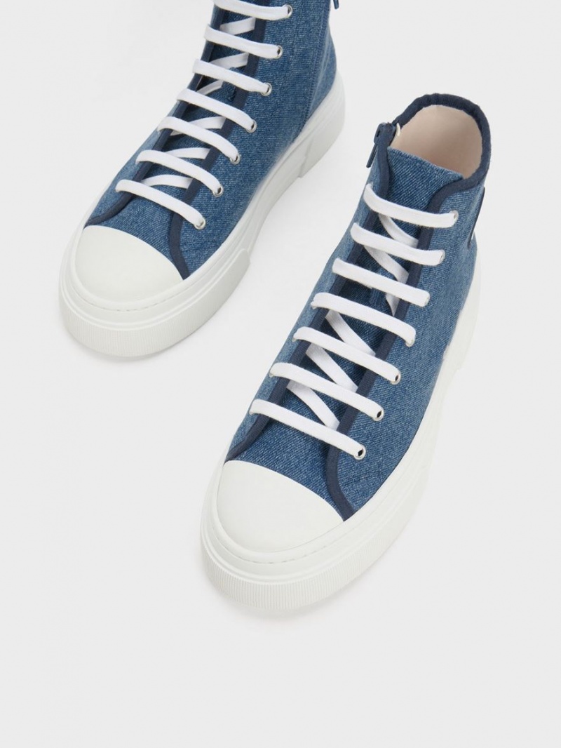 Ψηλα Sneakers Charles And Keith Kay καμβα μπλε | 12635-GPJB
