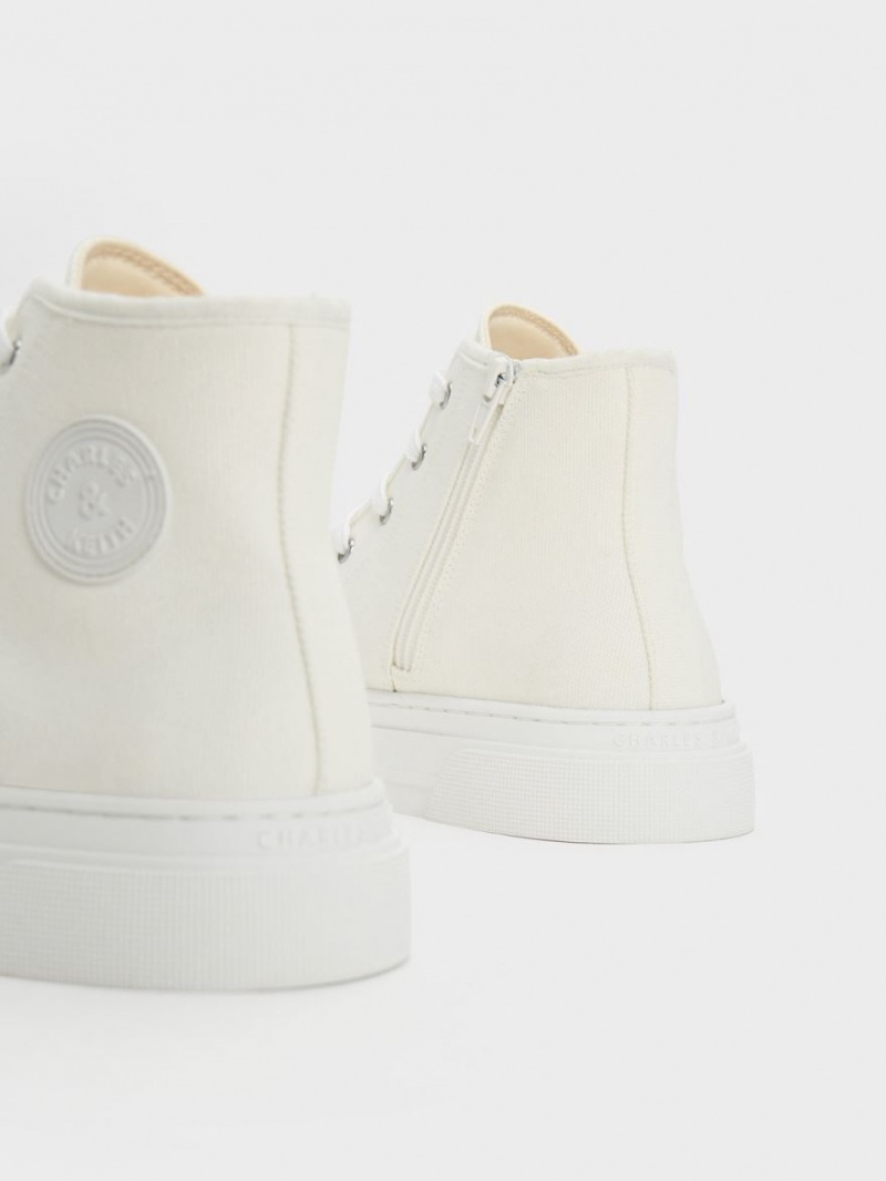 Ψηλα Sneakers Charles And Keith Kay καμβα ασπρα | 29845-SKHV
