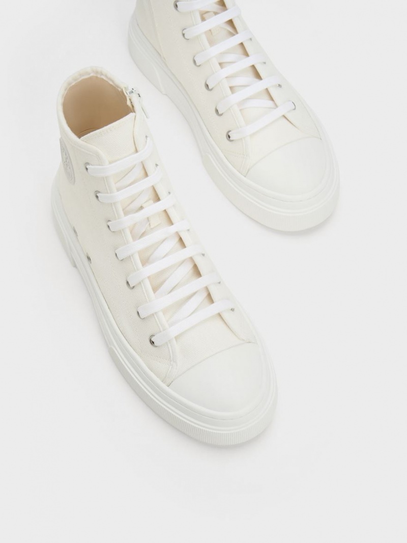 Ψηλα Sneakers Charles And Keith Kay καμβα ασπρα | 29845-SKHV