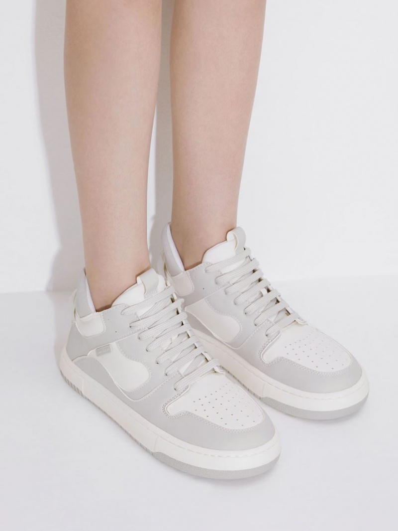 Ψηλα Sneakers Charles And Keith Two-Tone flatforms ανοιχτο γκρι | 23490-ANUT