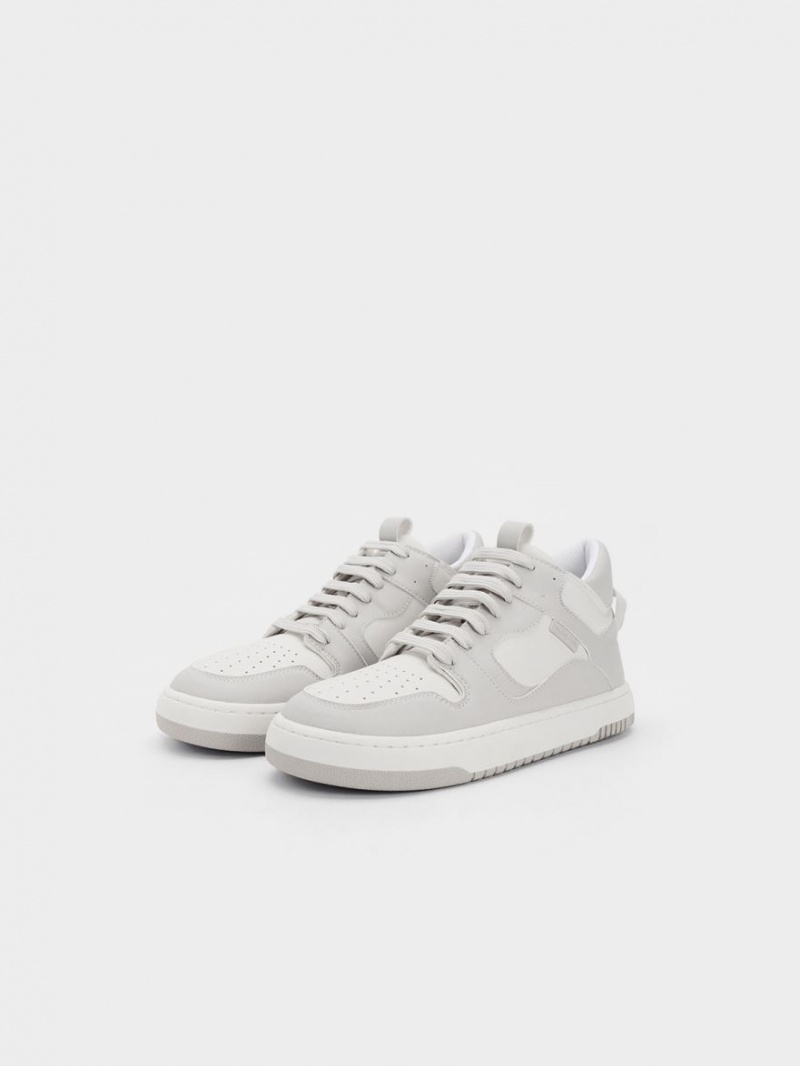 Ψηλα Sneakers Charles And Keith Two-Tone flatforms ανοιχτο γκρι | 23490-ANUT