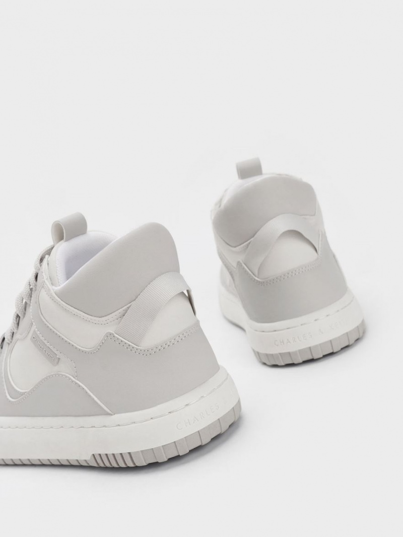 Ψηλα Sneakers Charles And Keith Two-Tone flatforms ανοιχτο γκρι | 23490-ANUT