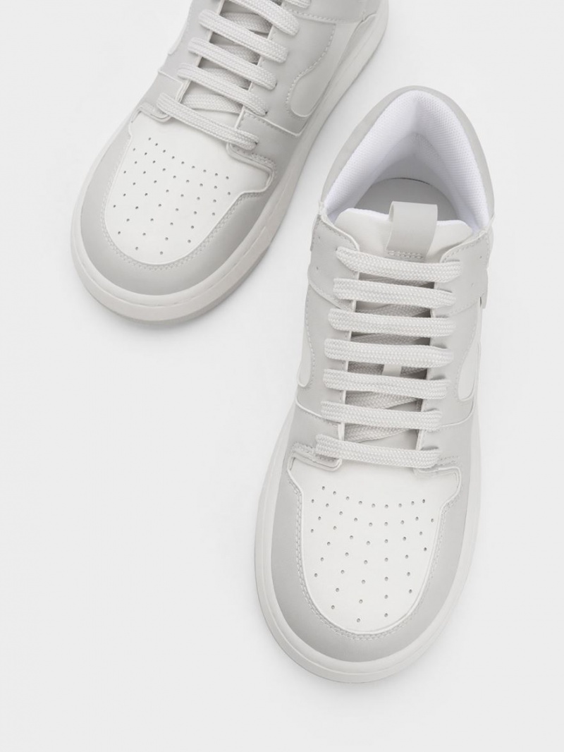 Ψηλα Sneakers Charles And Keith Two-Tone flatforms ανοιχτο γκρι | 23490-ANUT
